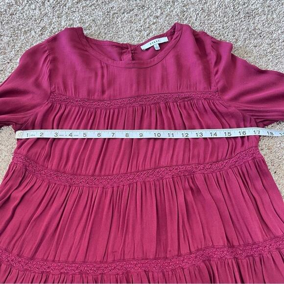 RO&DE Womens Burgundy Tiered Lace Blouse - Picture 11 of 13